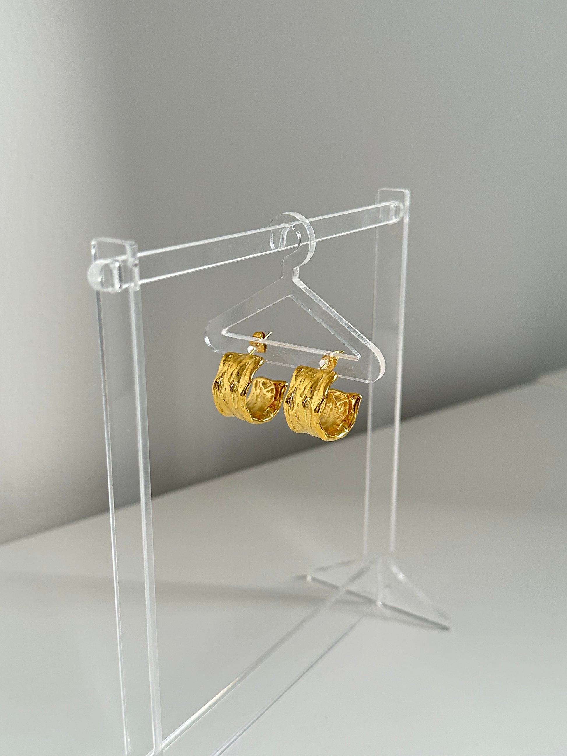 hammered style statement gold hoop earrings