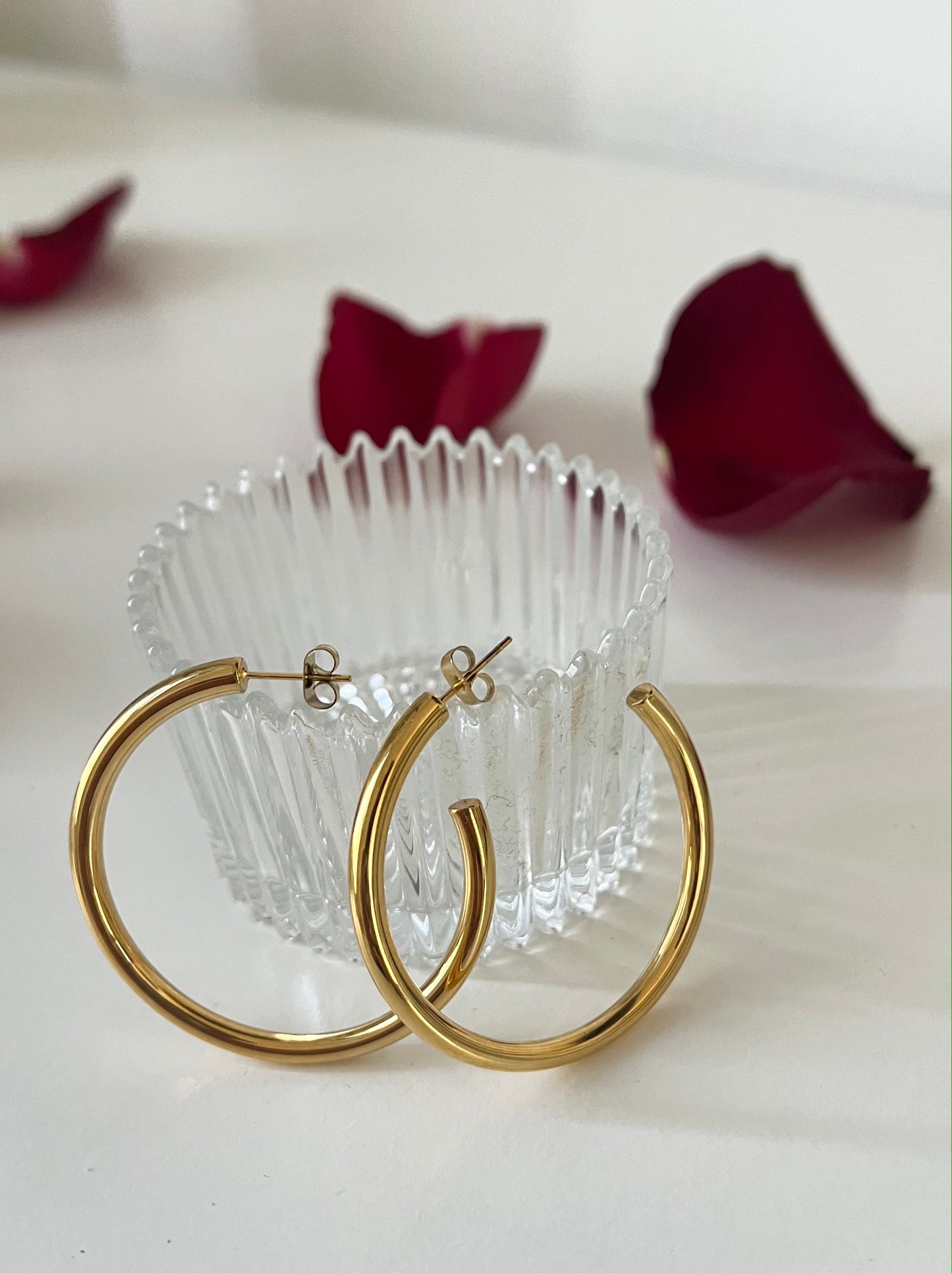 Medium sized gold hoop earrings