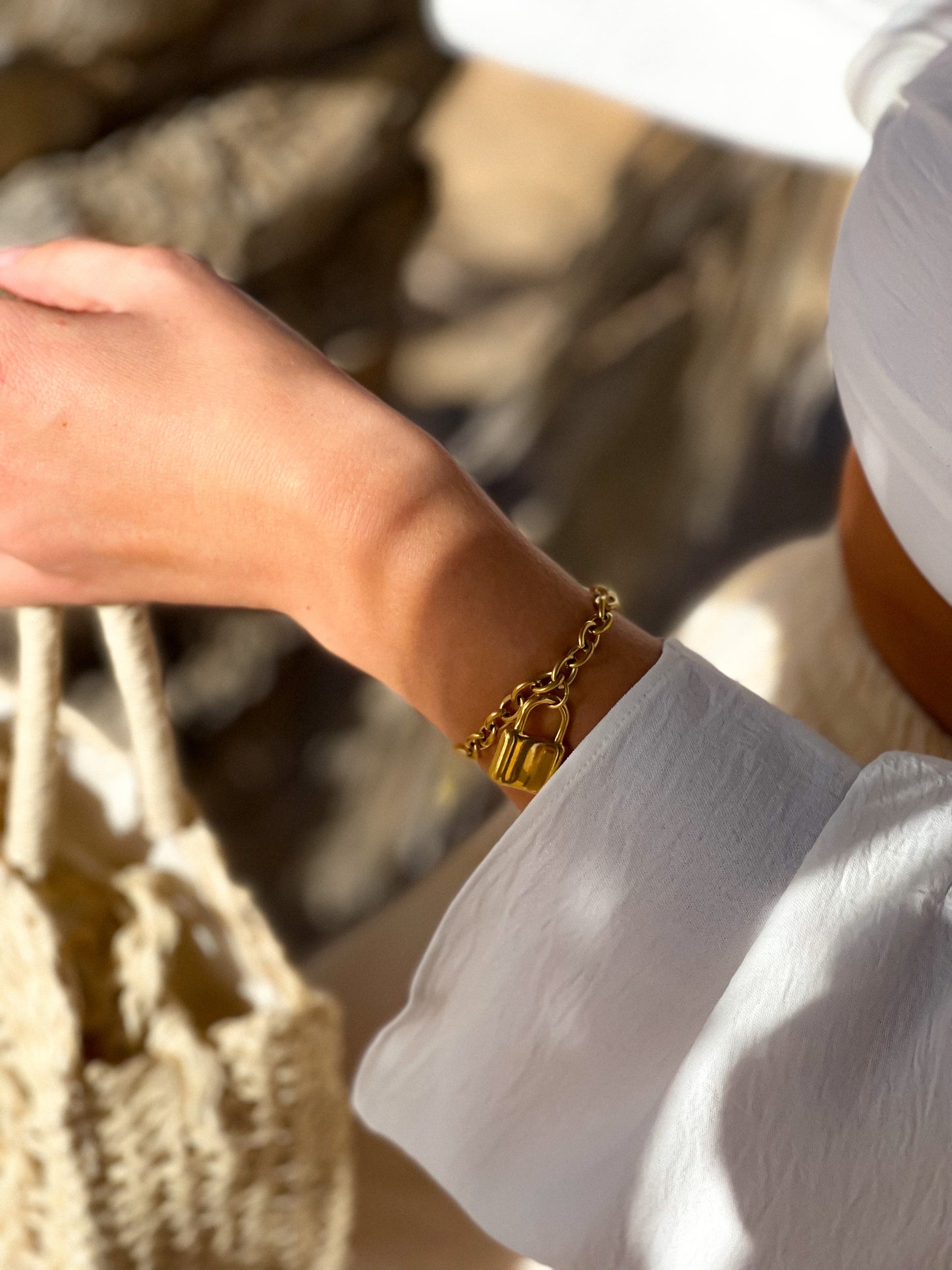 Paris pendant gold charm bracelet