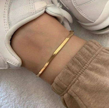 herringbone gold anklet