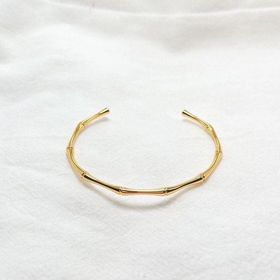 18k gold plated bamboo style bangle