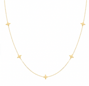 Gold four leaf petal choker necklace