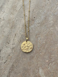 Gold zodiac coin pendant necklace, view 9