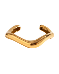 Chunky wave style gold bangle cuff