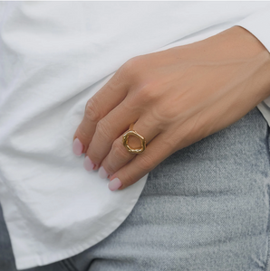 oval cut out gold ring 