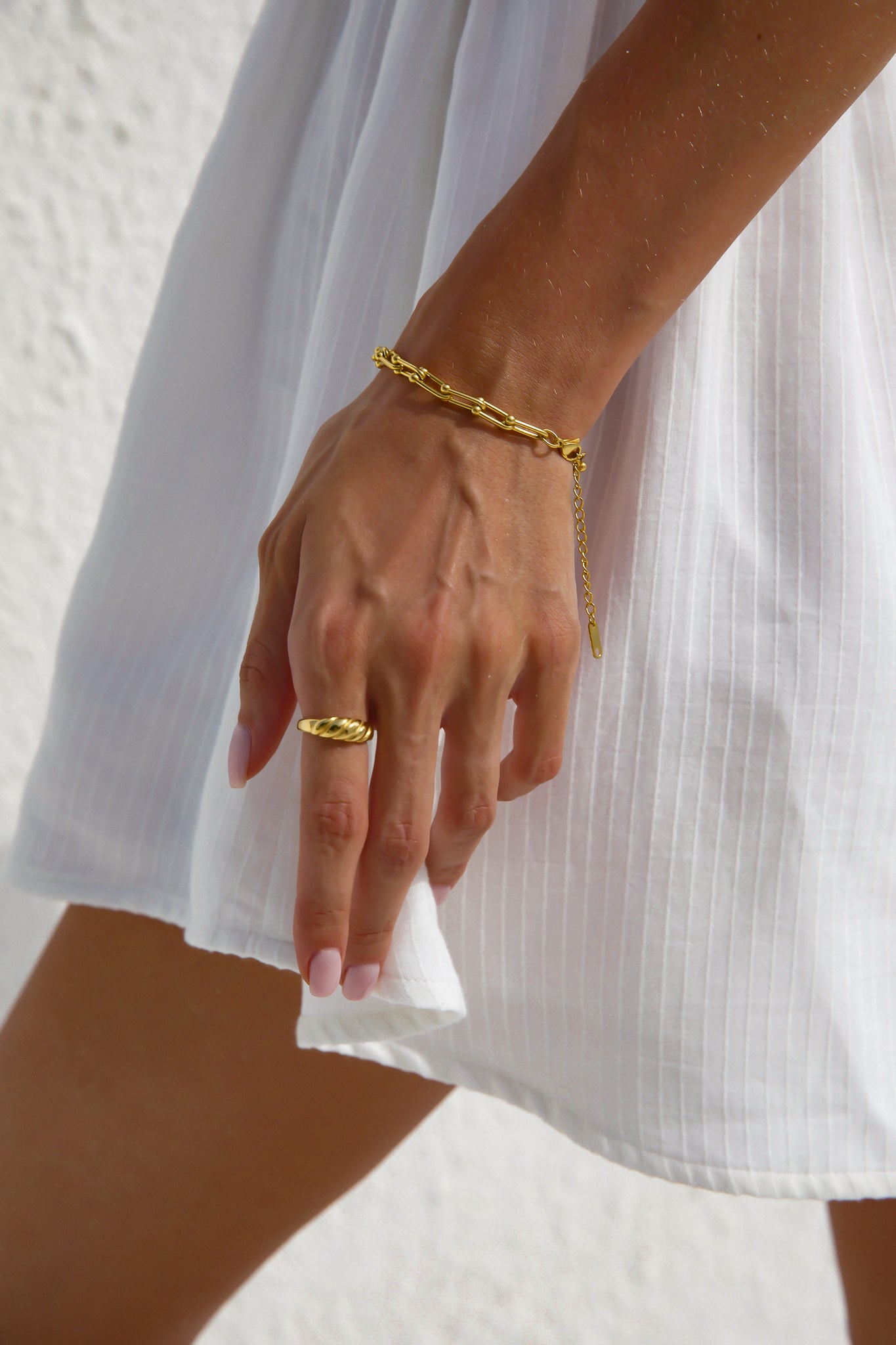 Real 18k Gold plated U shaped link chain bracelet 