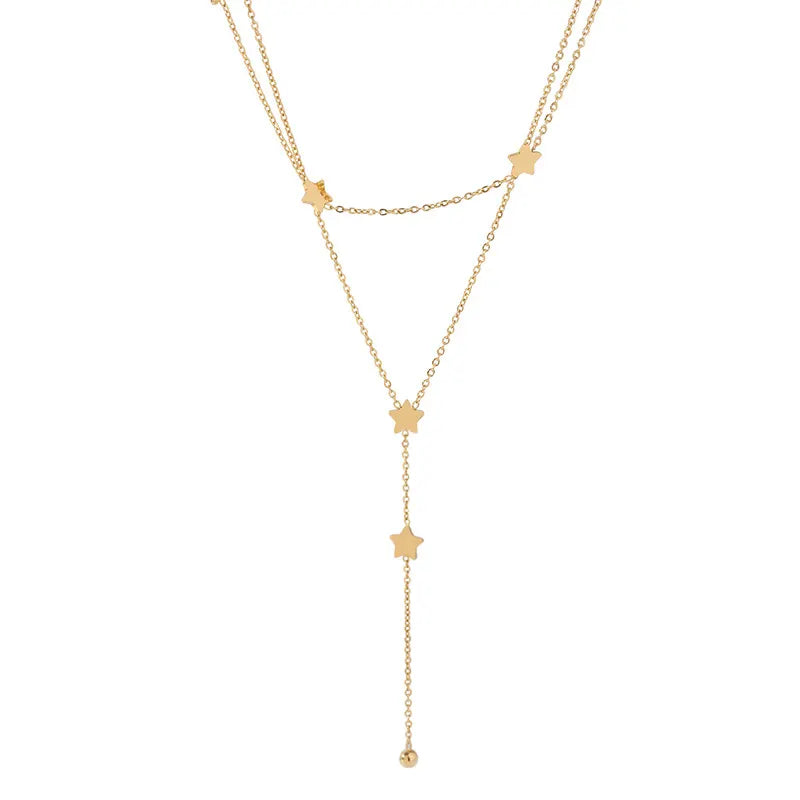 Sian jewllery gold star choker dainty layered necklace