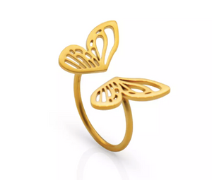 Butterfly gold adjustable ring 18k gold plated