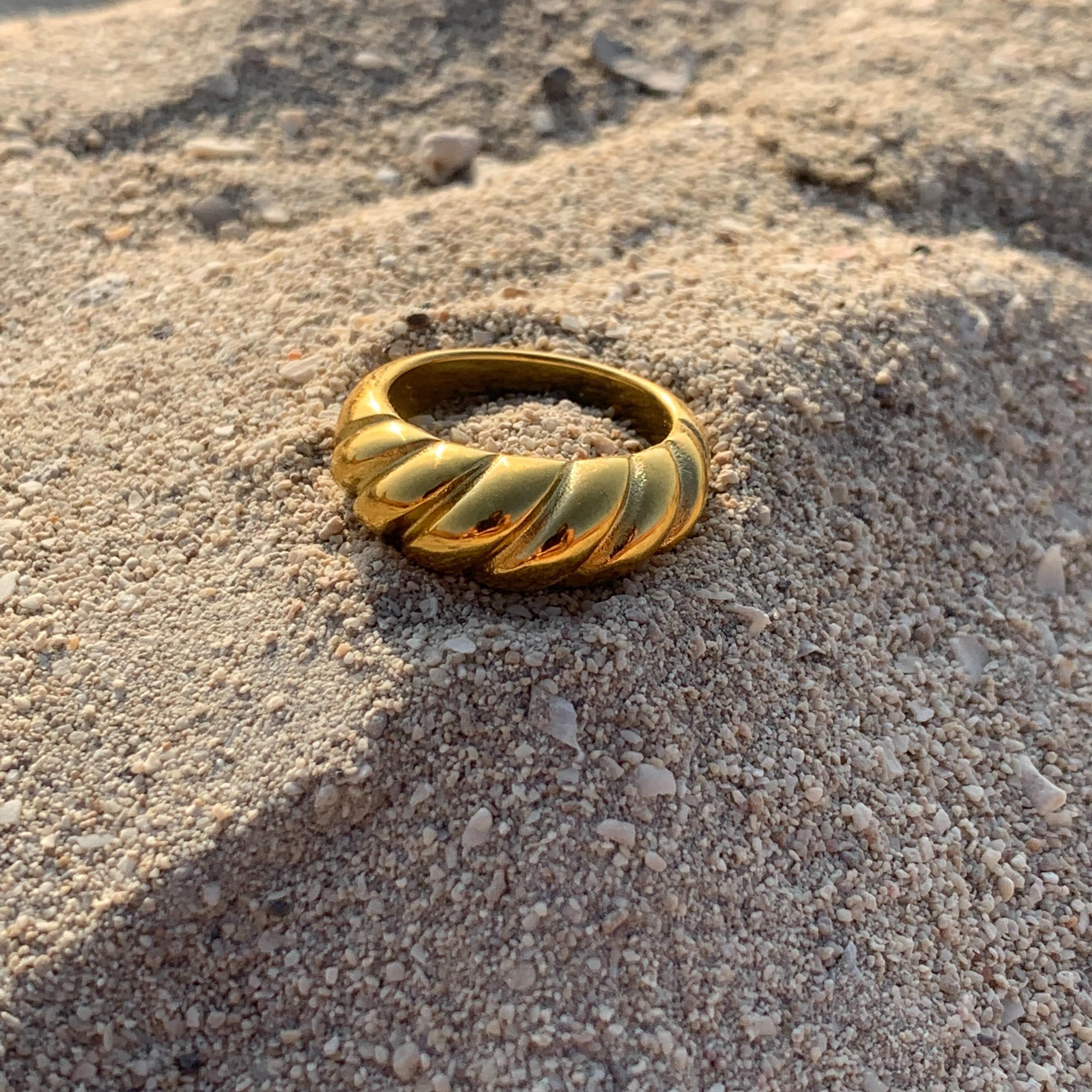 Croissant Dome Real 18k Gold Plated Ring 