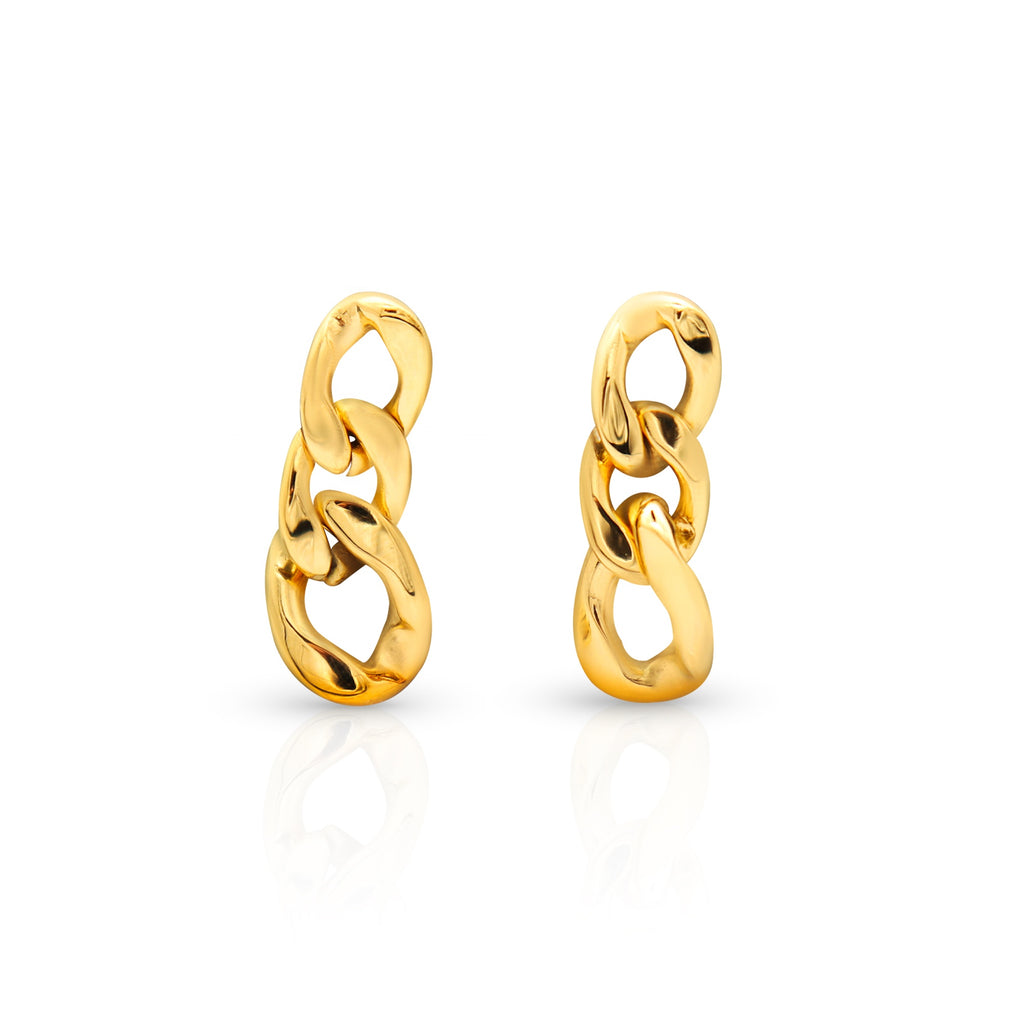 Real 18k Gold Plated Cuban Link Earrings 