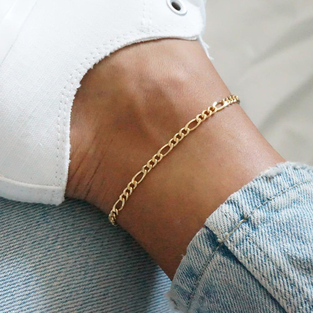 Figaro chain ankle chain, 18k gold plated