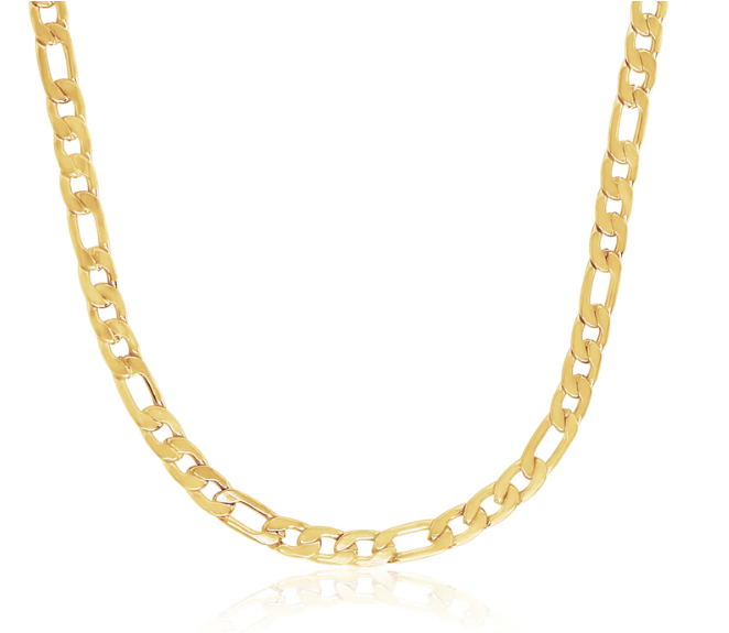 18k Real Gold Plated Figaro Style Necklace