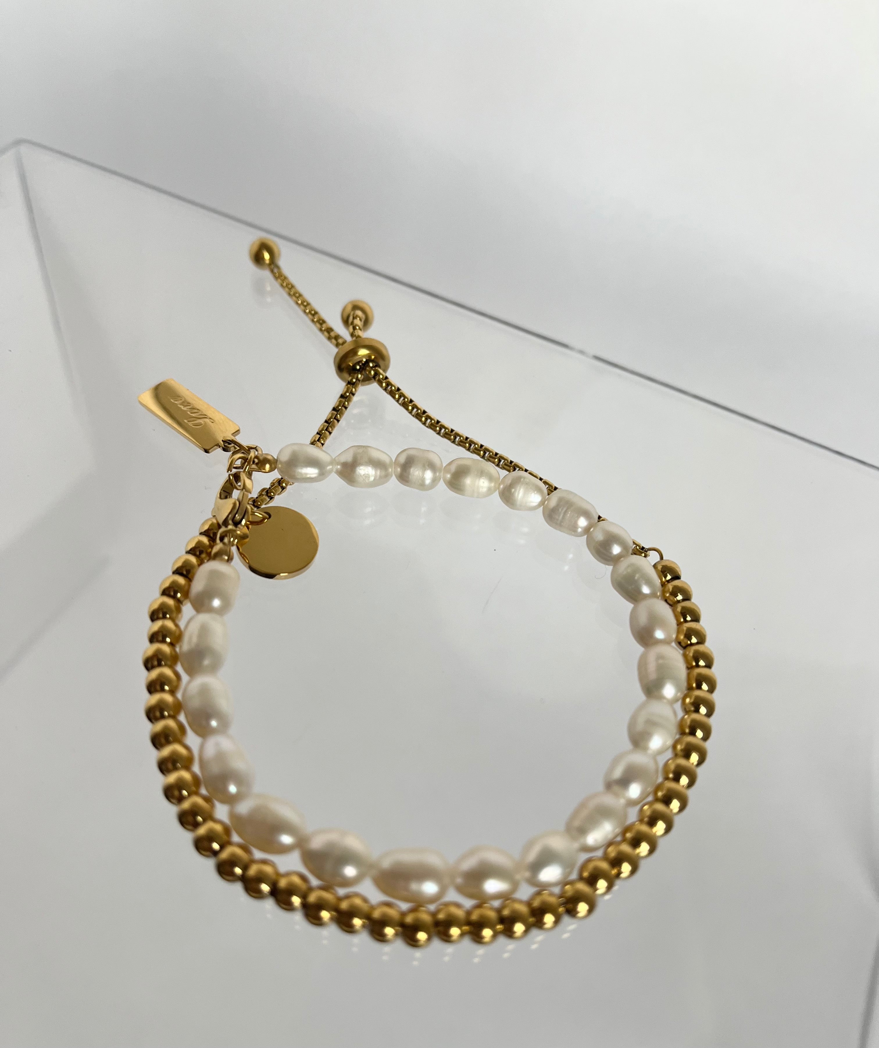 Real 18k gold plated beaded bracelet for bridesmaid gift