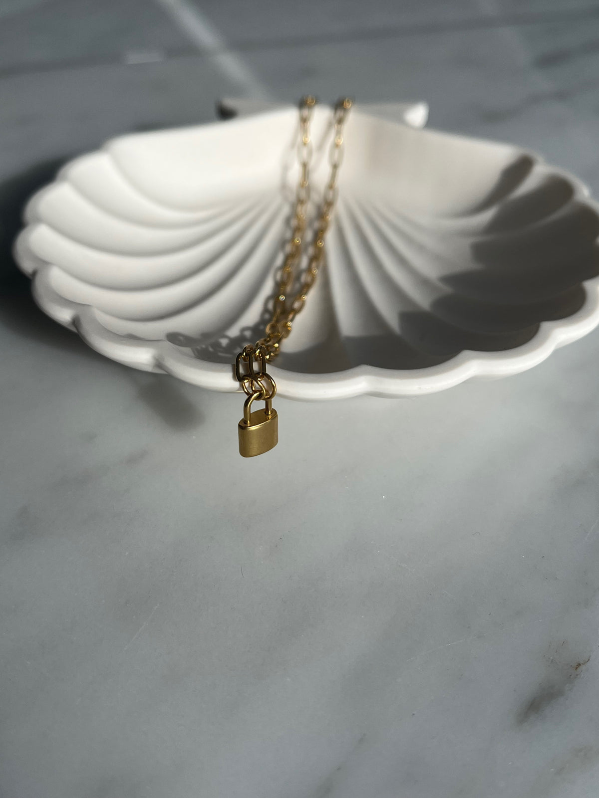 Mini Paris Padlock Necklace, 18k gold plated