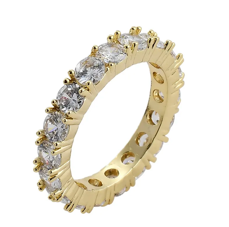 Gold eternity band real gold plated cubic zirconia