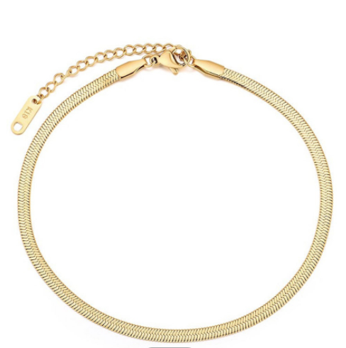 Herringbone gold anklet