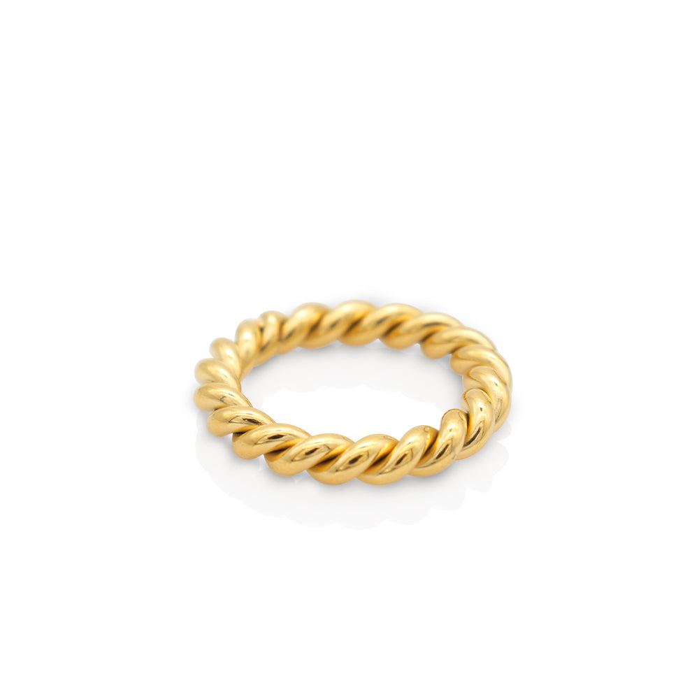 Twisted 18k gold rope ring 