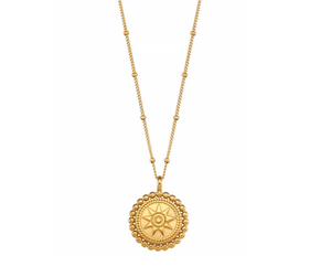 gold Star pendant necklace, beaded chain