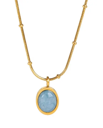 Aura Pendant Gold Necklace, 18k gold plated, view 2
