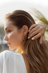 Twisted 18k Gold Hoop earrings and ring