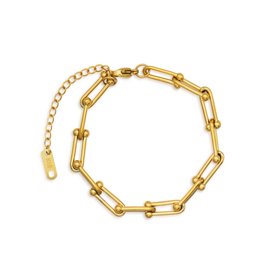 Real 18k Gold plated U shaped link chain bracelet 