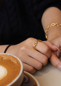 18k Link chain gold ring