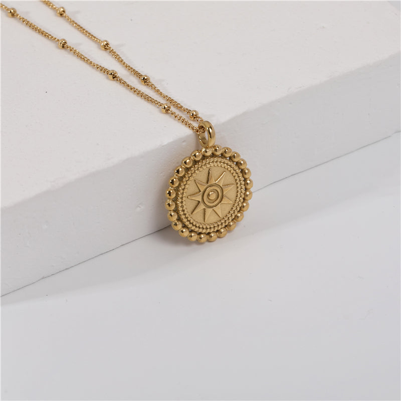 real 18k gold plated coin pendant necklace